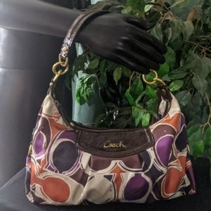 Coach Ashley Multicolor Handbag Shoulder Bag Purple Beige Brown
